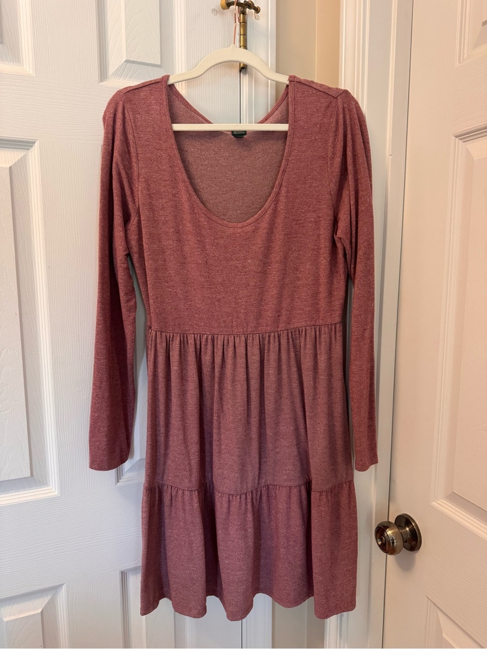 wild fable Long-Sleeve Scoop Neck Tiered Dress - Dusty Mauve